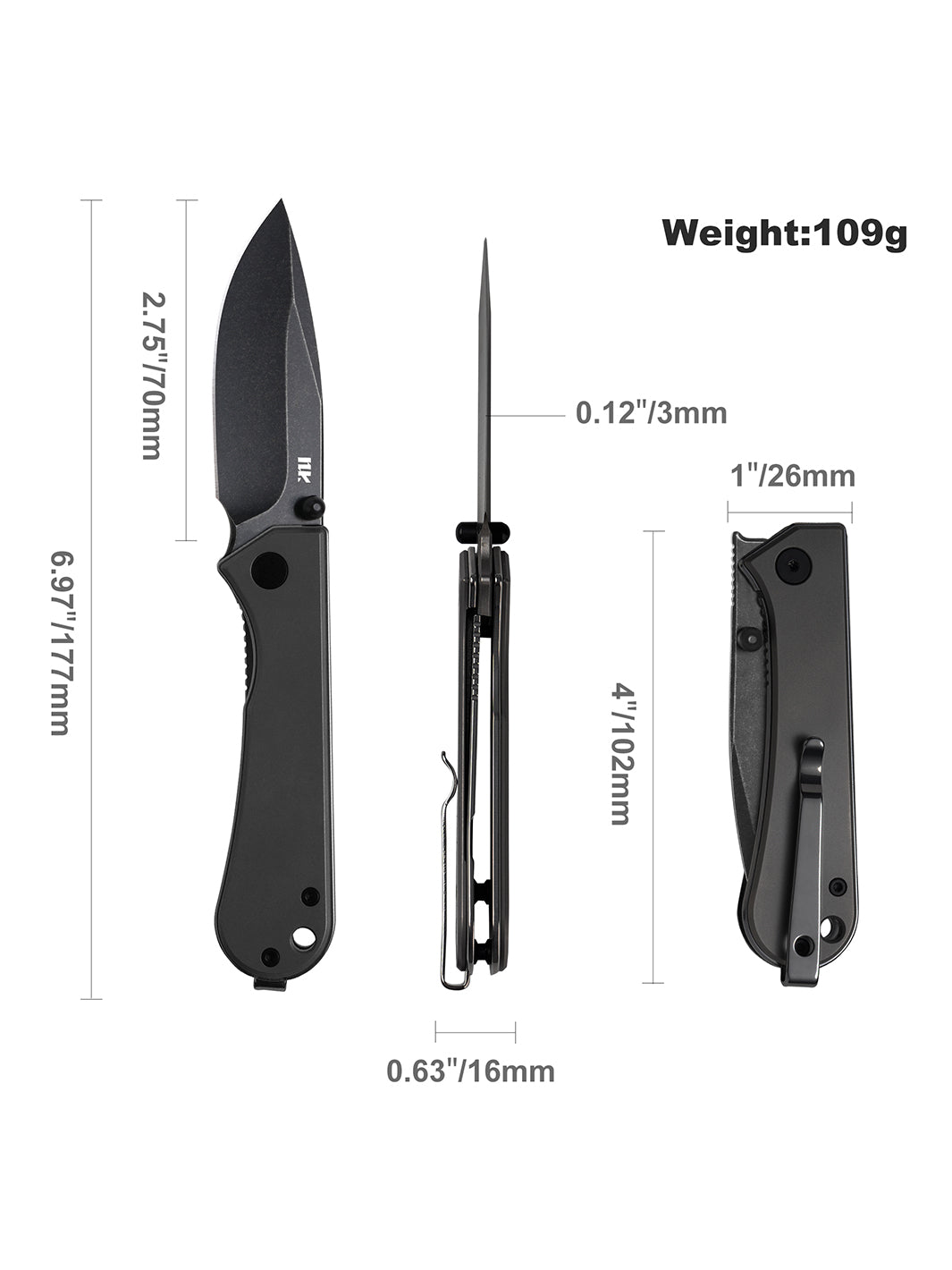 KUMPANTER-SMALL TI-BLACK/D2 S13-1012