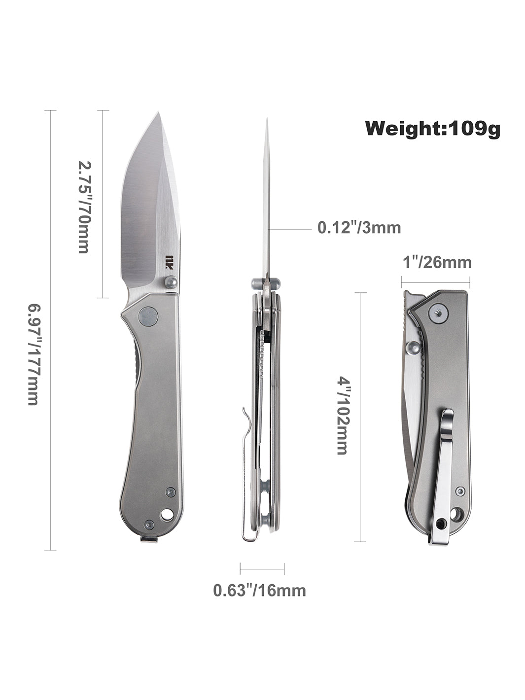 KUMPANTER-SMALL TI-Sandblasted/D2 S13-1011