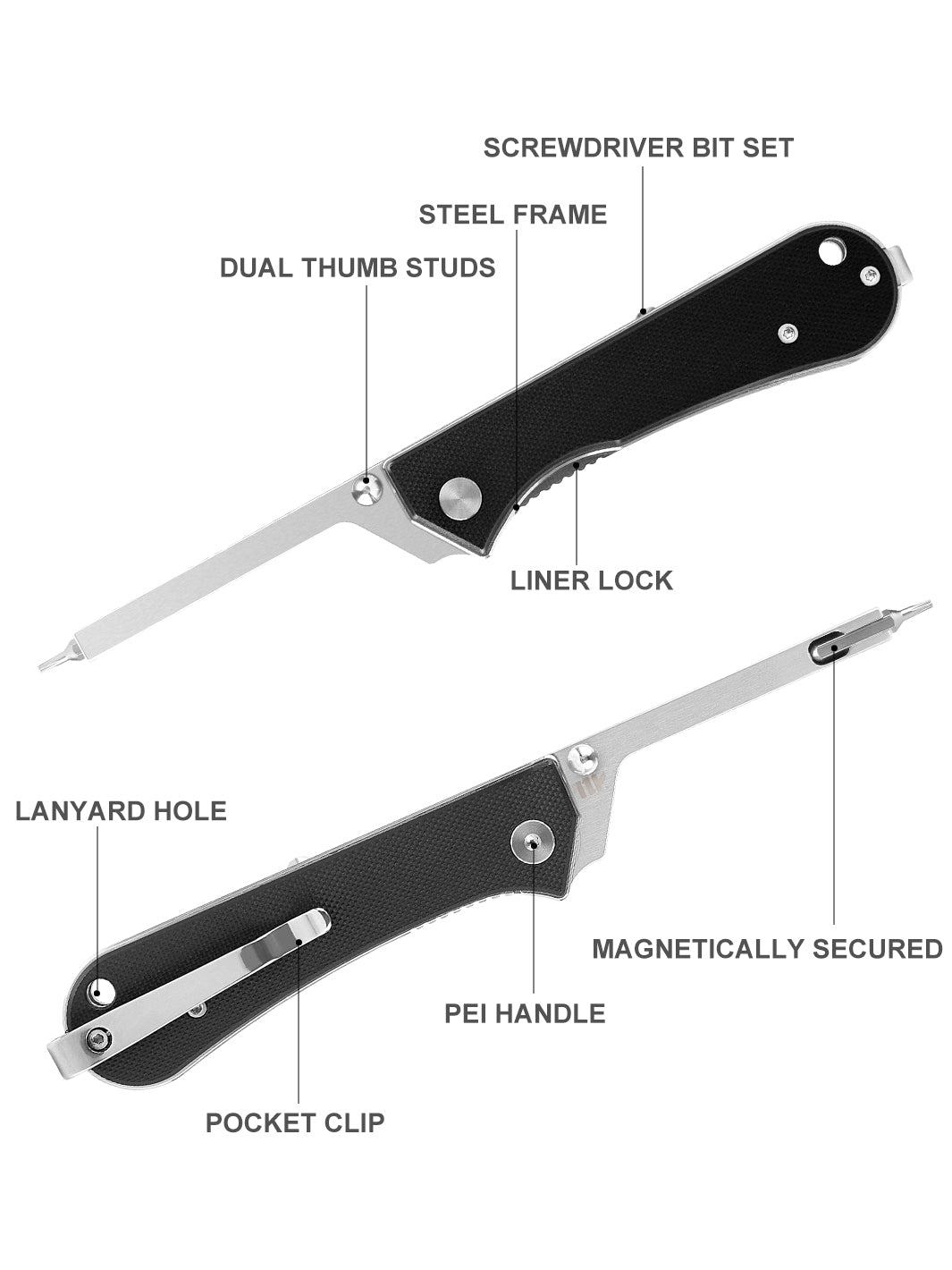 KUMPANTER T33 FOLDING SCREWDRIVER BLACK T33-3001