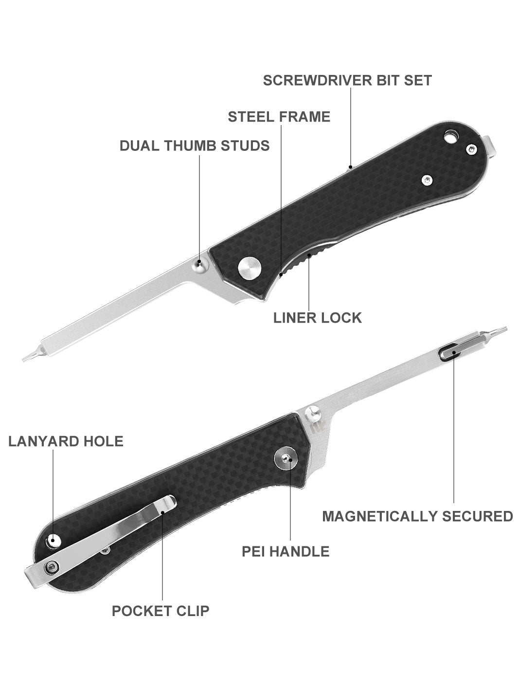 KUMPANTER T33 FOLDING SCREWDRIVER CARBON FIBER T33-3004