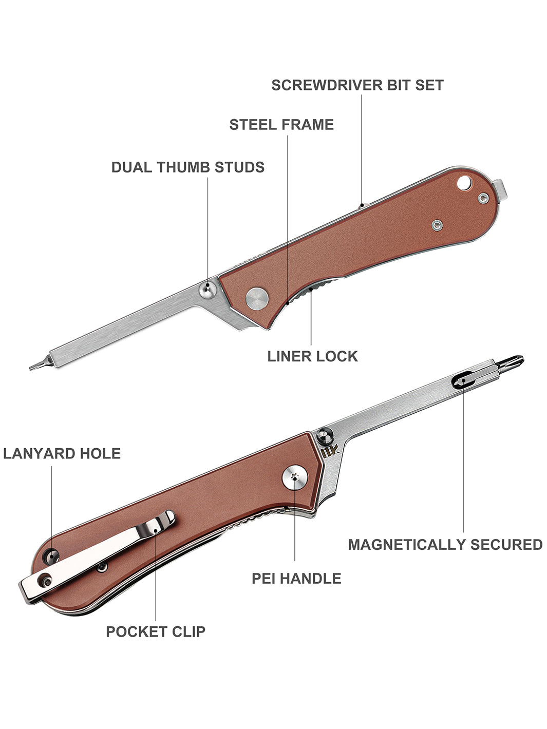 KUMPANTER T33 FOLDING SCREWDRIVER COPPER T33-3007