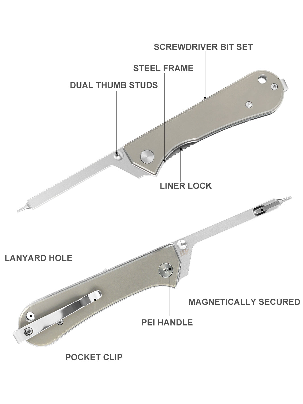 KUMPANTER T33 FOLDING SCREWDRIVER TITANIUM T33-3008