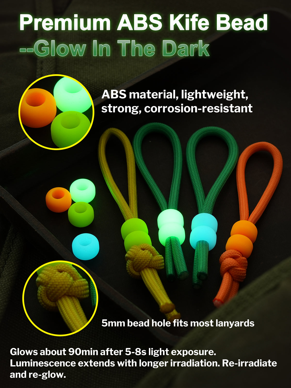 GLOW IN THE DARK KNIFE BEADS