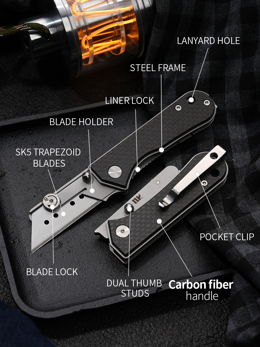 KUMPANTER UTILITY KNIFE CARBON FIBER U23-XS 2305