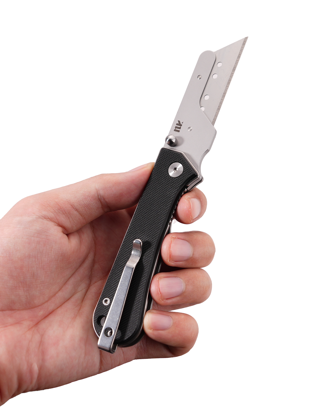 U23 Gen 2 folding utility knife held in hand with the blade extended