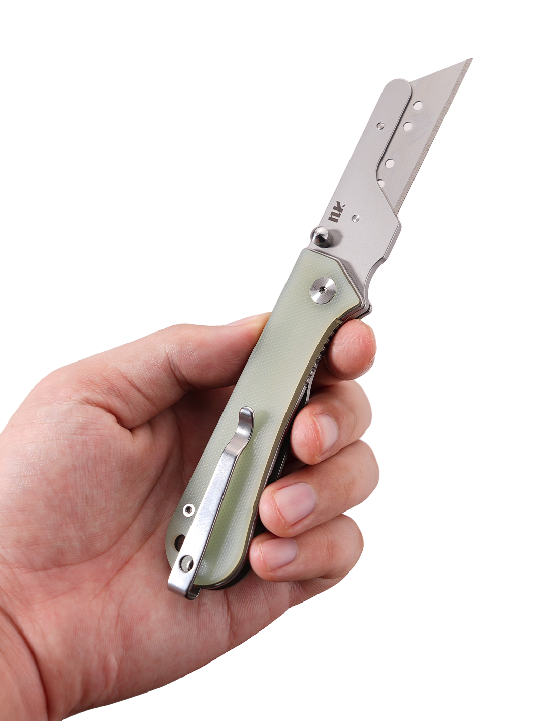 U23 Gen 2 folding utility knife held in hand with the blade extended