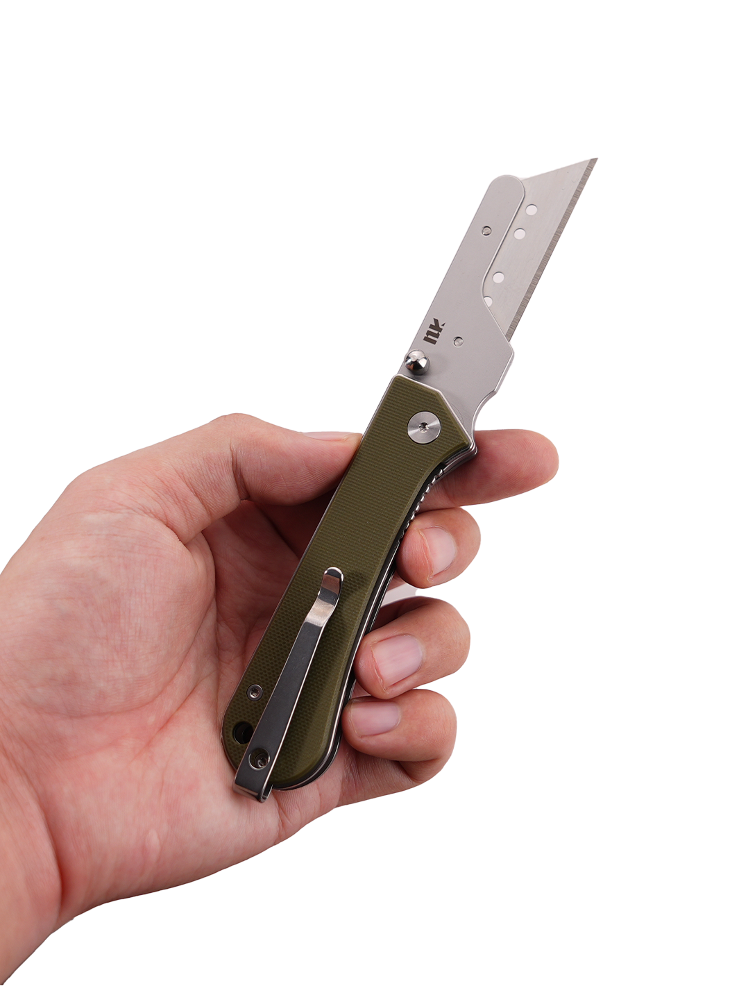 U23 Gen 2 folding utility knife held in hand with the blade extended