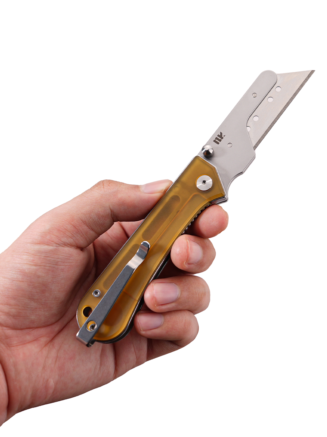 U23 Gen 2 folding utility knife held in hand with the blade extended