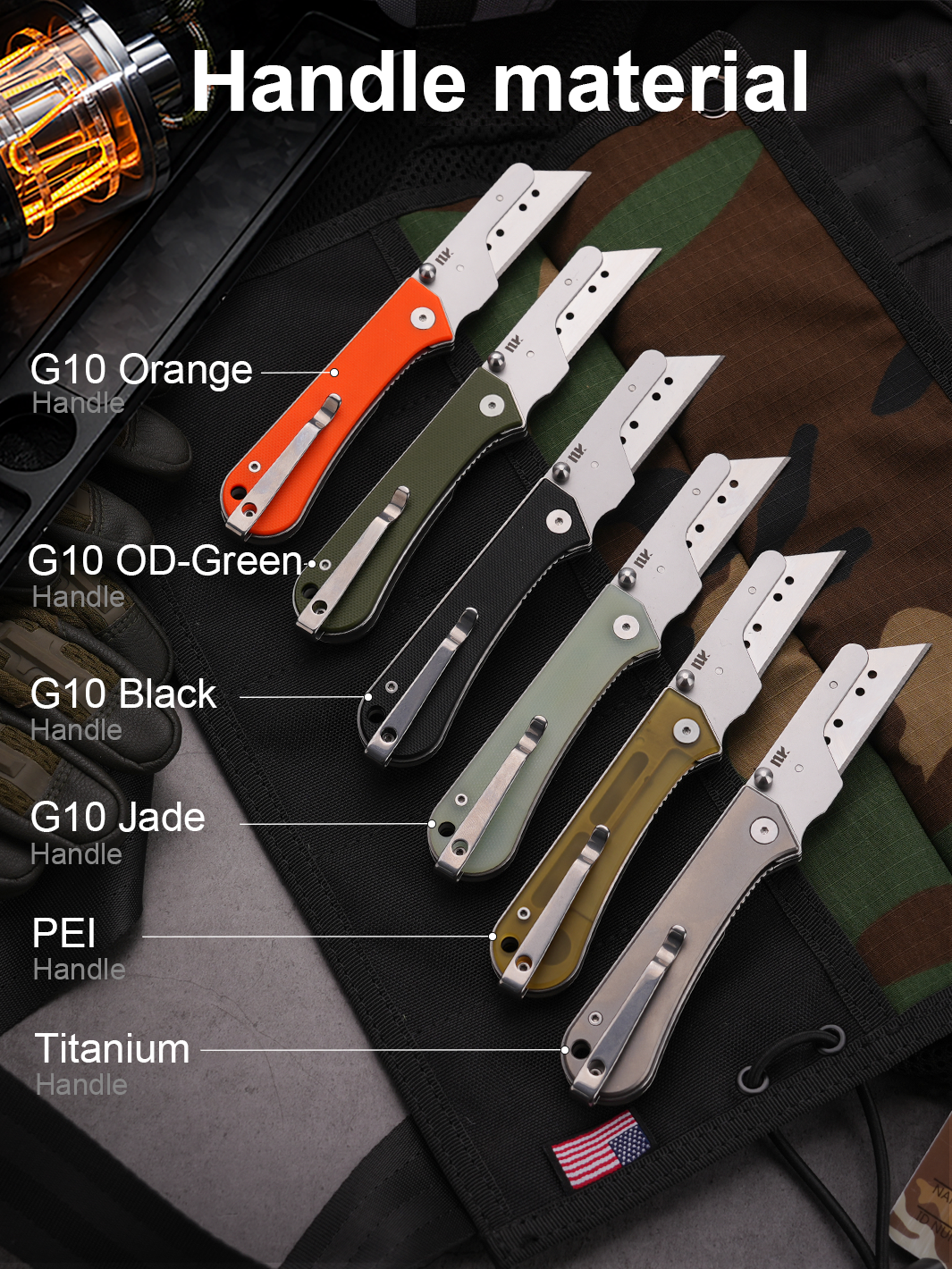 U23 Gen 2 folding utility knives with natural-finish blades and multiple handle color options